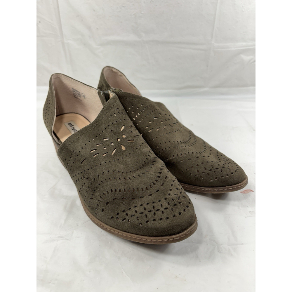 Not Rated Green Side Zip Block Heels Ankle Boots Cutout size 10